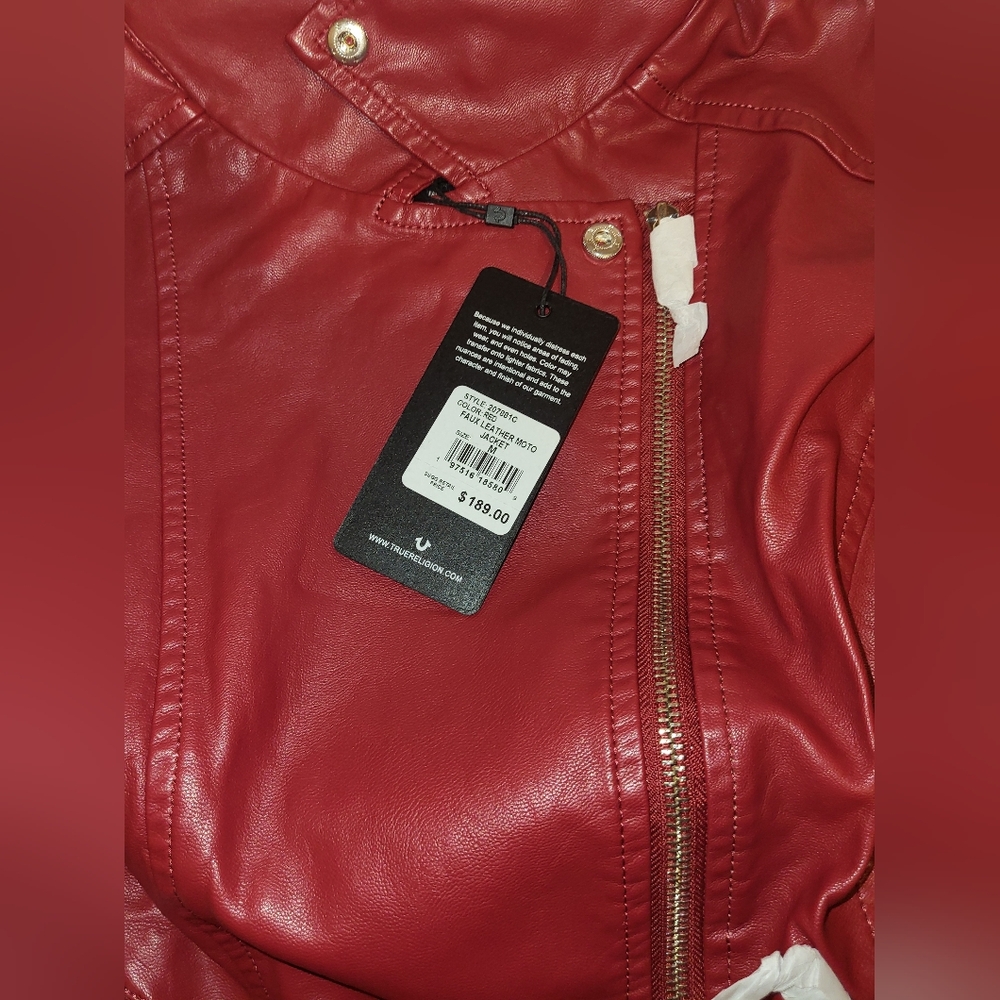 True Religion Women's Red Leather Jacket - Picture 3 of 3